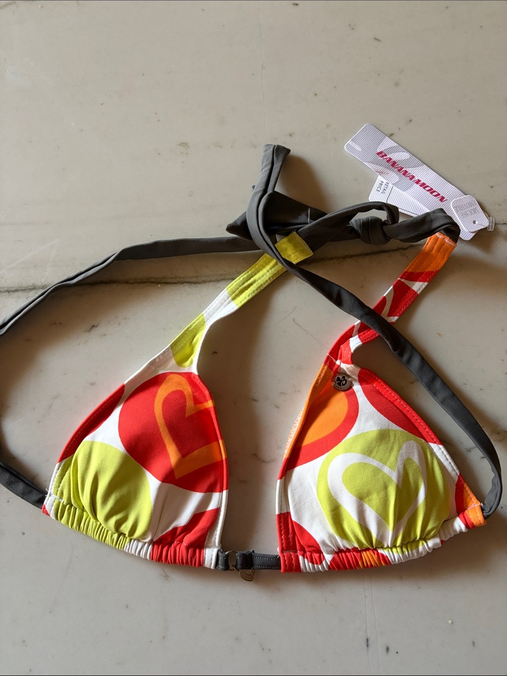 Colorful Heart Print Triangle Bikini Top
